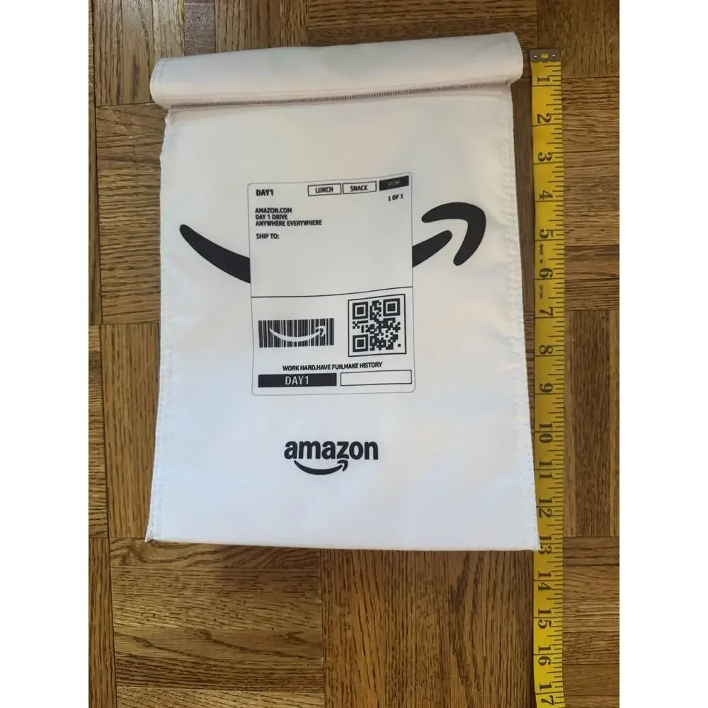 Amazon Employee Insulated Lunch Bax Box Custom Shipping Label Graphic White